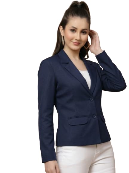 Women’s Navy Blue Formal Blazer Jacket | Slim Fit Office Wear Coat for Women | Stylish Casual Business Blazer-picture-41