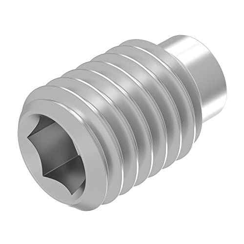 SECCARO Tornillos roscados con hexágono interior y espiga, M5 x 6 mm, acero inoxidable V2A VA A2, DIN 915/ISO 4028, 20 unidades
