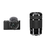 Sony ZV-E10K Systemkamera (APS-C) mit 16-50 mm f/3,5-5,6 II Power Zoom Kit-Objektiv – dreh- und schwenkbarer Bildschirm, Echtzeit-Augenautofokus, ideal für Vlogger & Einsteiger + SEL55210