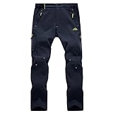 [KEFITEVD] アウトドア パンツ メンズ 裏フリース スキーウェア 防寒ズボン ロングパンツ 冬服 撥水ズボン 登山パンツ ポケット 紺 ネイビー JP L