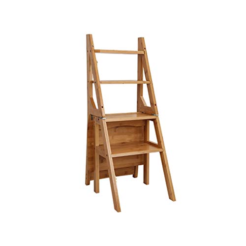 Taburete de peldaño plegable anticaídas con escalera de madera resistente para el hogar 2