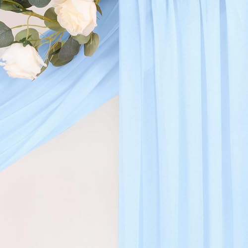 Image of Light Blue Wedding Glitter Arch Draping Fabric 1 Panel 29 inch x 6.5 Yards Sheer Backdrop Curtain Drapery for Summer Wedding Ceremony Birthday Party Indoor Ceiling Decor