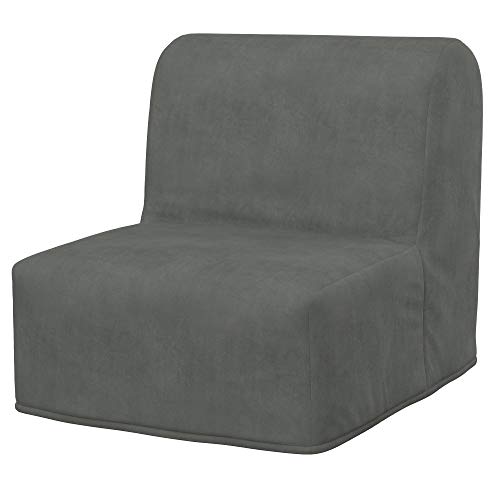 Soferia Kompatible Ersatzbezug fur LYCKSELE Sessel, Stoff Majestic Velvet Grey (FLECKENABWEISEND und WASSERABWEISEND), Grau