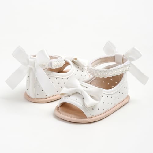Image of HsdsBebe Baby Girls Sandals Bohemia Flower Bow Soft Sole Toddler First Walkers Beach Summer Shoes