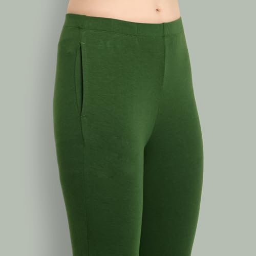Image of ONE SKY Women Ankle Length Leggings | Premium Cotton Modal Spandex Blend | High Waist Stretchable & Bio-Washed Fabric | Colour-Lock | Ethnic Leggings for Women