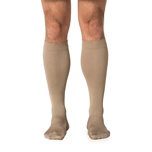 Image of SIGVARIS Men's Style Microfiber 820 Closed Toe Calf-High Socks 30-40mmHg - Black - Large Long