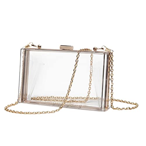 1pc Acrylic Chain Crossbody Bag for Women Transparent Evening Bag Detachable Strap Stylish Square Handbag for Parties and Banquets Lightweight and Easy to Clean