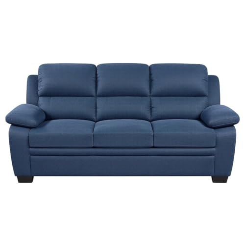 Image of Torque - Jett Luxurious Fabric 3 Seater Sofa for Living Room (Blue) | Wooden 3 Person Sofa Couch for Bedroom Hall Festival Gift | 1 Year Warranty