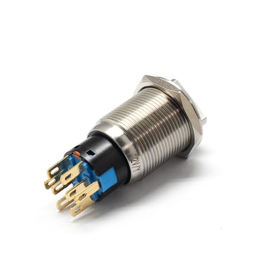 Sélecteur interrupteur rotatif 19mm bouton 3 positions 12V DPDT bleu