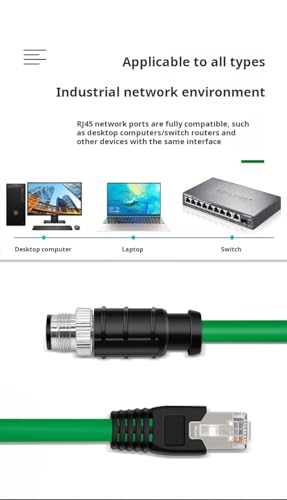 Cable Ethernet Industrial M12 a RJ45 Cat5e 3.3 pies miniatura 3