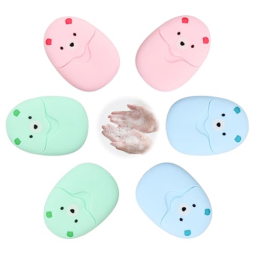 Laughhe 300 Feuilles de Savon en Papier Feuilles de Savon Portable Savon de Papier Voyage Flocons de Savon Savon de Poche pour l'Extérieur, les Voyages (6 Boîte)