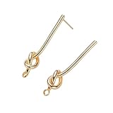 New for Trendy 2025 4Pcs 27Mm 35Mm 24K Gold Color Plated Brass Long Line with Knot Stud Earrings High DIY Jewelry Fashion Accessories Creative Gift