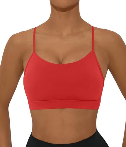 Image of Comper Y Back Sports Bra for Women Low Impact Racerback Workout Bras Sexy Thin Straps Yoga Bras with Removable Pads