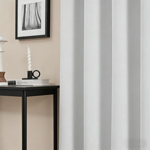 Rideau occultant blanc 180x140 cm à oeillets isolant thermique et phonique - 8