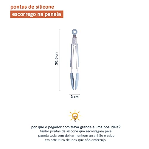 Pegador Inox com Trava Grande Azul - Oikos