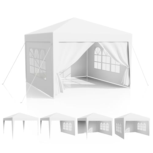 Tonnelle de Jardin Pliable 3x3, Pergola-PE Imperméable avec 4 Parois Latérales, Chapiteau UV 50+, Tente de Fête-Plage-Camping-Marché-Reception, Auvent avec...