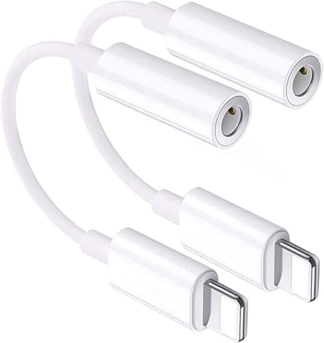 [Apple MFi Certified] iPhone 3.5mm Headphone Jack Adapter 2Pack for Apple Lightning to 3.5mm Earphones Jack Adapter Cord Dongle Aux Cable Converter Accessories Compatible with iPhone14 13 12 11/Xs/XR