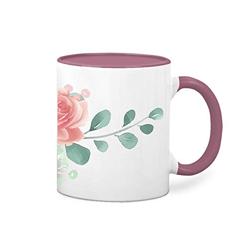 Knutty's Knobs Bouquet of Flowers Ceramic Coffee Tea Hot Chocolate Mug Pink Rim Handle & Inside (PF02) - Image 3