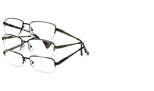 Design Optics by Foster Grant, Semi-Rimless Metal Reading Glasses, 3-Pack in +1.75