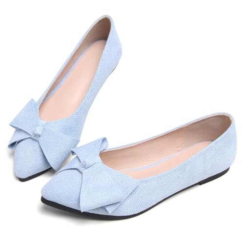 Image of TN TANGNEST Flats Shoes Women Comfort Casual Loafers | Classic Pointed Toe Bowknot Flats Cute Slip On Flats, Wear to Work Travel Walk