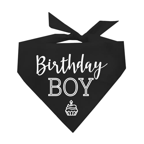 Tees & Tails Birthday Boy With Cupcake Dog Pawdy (Party) Celebration Dog Bandana (Black cover