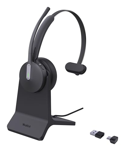 Yealink BH 70 Mono Teams Headset inkl. Ladeständer – Bluetooth, 3-Mikrofon Geräuschunterdrückung, 35h Akkulaufzeit, USB-C/A
