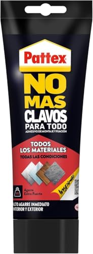 Pattex No Más Clavos Para Todo HighTack, adhesivo de montaje resistente a temperaturas extremas, pegamento fuerte en superficies húmedas, adhesivo blanco, 1 tubo x 340 g
