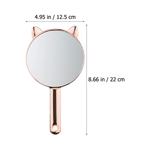 Retro Mirror Cat Ear Handheld Mirror Decorative Cute Animal- Shaped Cosmetic Hand Mirror Cat Ear Single- Sided Portable Vanity Mirror For Travel Home Use Makeup Mirror #TOP1