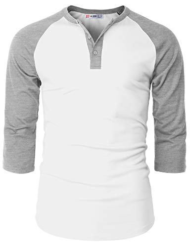 image for H2H Mens Casual Slim Fit Raglan Baseball Three-Quarter Sleeve Henley T