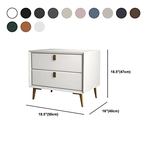 CODOMI Side Table, Mid Century End Table with 2 Drawers Modern Leather Nightstand Bed Side Table Wood Accent Table for Bedroom Living Room Cabinet Storage, Blackish Green 20\" L x 16\" W x 18.5\" H - Thumbnail 2