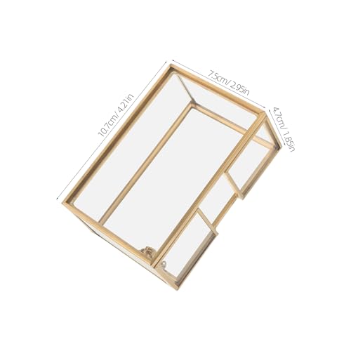 Tarjetero de latón y vidrio PRETYZOOM rectangular para escritorio de oficina 2