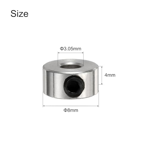 QUARKZMAN 20 Stück Schraubkragen 3,05 mm Bohrung, 8 mm Außendurchmesser, 4 mm Breite, Bohrbegrenzer, Tiefenkragen für Bohrer, Kohlenstoffstahl Bohrer