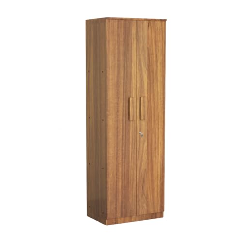 Image of Amazon Brand - Solimo Duo S Engineered Wood 2 Door Wardrobe for Bedroom | Compact Clothes Storage Cabinet with Multiple Shelves | Space Saving Cupboard | 1 Year Warranty - Leon Teak
