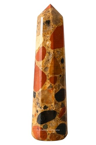 Image of Amazing Gemstone Spotted Jasper Crystal Towers - Natural Healing Crystal Point Obelisk for Reiki Healing and Crystal Grid (3 inch to 4 inch INCH)