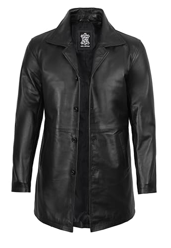 Image of fjackets Men's Leather Coat - Real Lambskin 3 /4 Length Long Jacket | Carcoat Style Outerwear