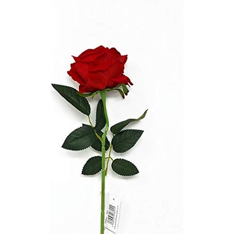 AFS Single Stem Velvet Touch Artificial Roses Wedding Bouquet Vase Flowers (Red) Cover
