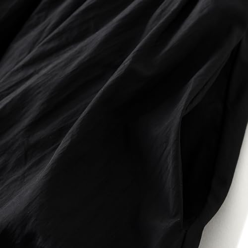 Women's High Waisted Balloon Midi Skirt Flowy Elastic Waist Bubble Hem Skirt Black Lightiweight Casual Party Summer3