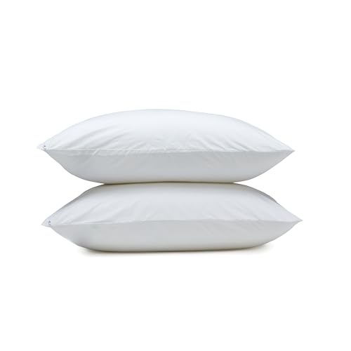 Image of Amazon Basics Down Alternative Bed Pillows with Hypoallergenic Pillow Protector Cases, Soft Density for Stomach and Back Sleepers, Standard 26 inch x 20 inch, White, 2-Pack