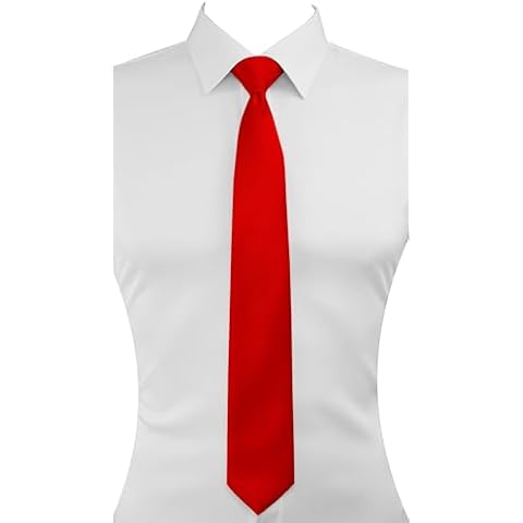 trilece Red Ties for Men -Mens Red Tie - Men's Solid Color Slim Ties - Formal Neckties for Men - Neck Tie for Man (Red) Cover