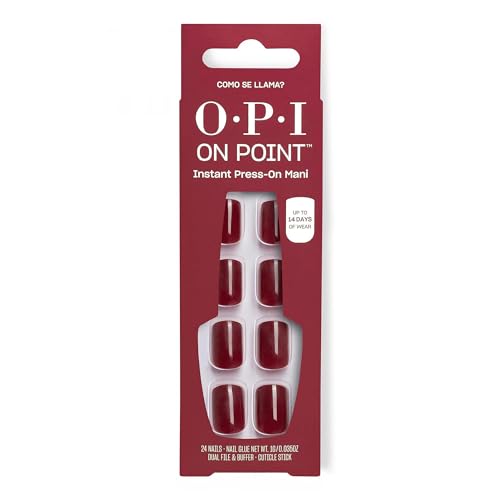 OPI On Point Como se Llama? | Short Squoval Red Nail Art Press On Nails | With Nail Glue | Long Lasting, Reusable, Non-damaging