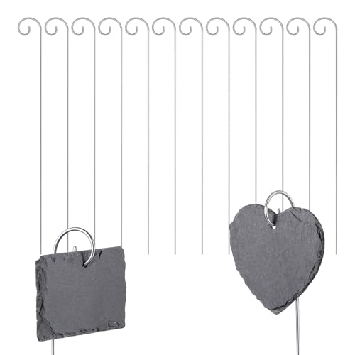 Gulfmew 15 Metall Pflanzschilderstäbe 40 cm Wetterfest Metallhalter für Pflanzenetiketten Schiefer Metallstangen für Kräuterschilder Metallstäbe für Pflanzenschilder Pflanzenstecker (Keine Schiefer)