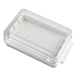 Yuanpgky Beurrier blanc avec couvercle et trancheuse pour le stockage du réfrigérateur – Récipient en polypropylène pour conserver le fromage et le beurre au frais