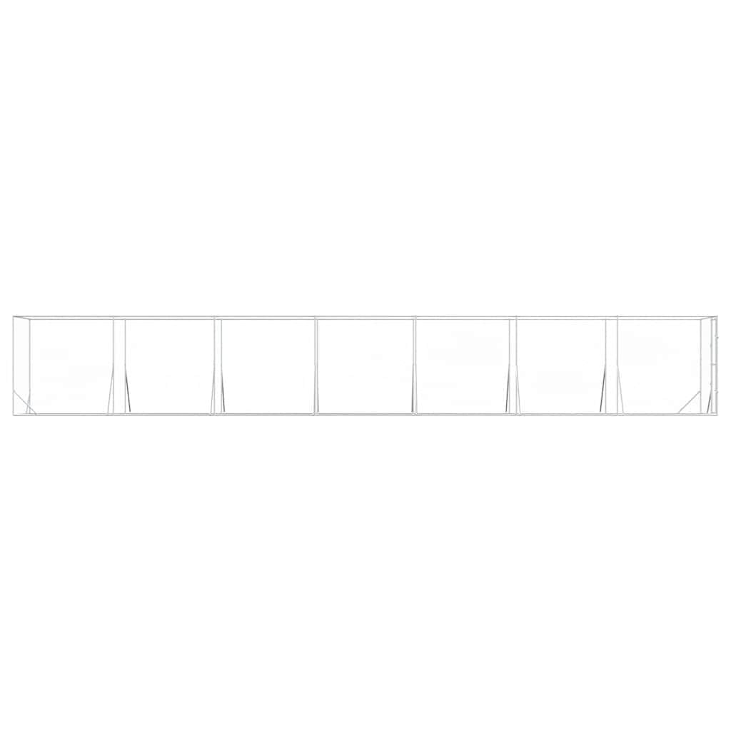 Perrera para perros de exterior plateada de acero galvanizado, 2 x 14 x 2 m, con puerta con cierre, para perros, cachorros, animales pequeños, resistente a la intemperie, estable como recinto