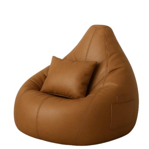 Image of Bean Bag Cover for Adults & Kids with Side Pocket - Soft Cover, Versatile for Living Room, Bedroom, Gaming & Relaxation | Cover Only (Free Pillow, No Beans) (Tan, XL)