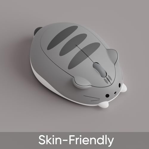Image of Akko Cat Theme Wireless Gaming Mouse Gray, Tri-Mode Mouse BT3.0 /BT5.0 /2.4G, Cute Optical Cordless Cartoon Mice for Computer /Laptop /Desktop /PC, Compatible with Mac /Win Gray Mimo