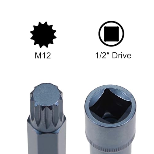 TA-VIGOR Triple Square Spline Bit Socket, 1/2" Drive x M12 (12mm) CR-V Key Socket, Premium S2 Steel Bits - Image 3