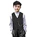 Kids 1920s Costume for Boys Vest Hat Pocket Watch Accessories Set Party Cosplay 8-9 Years Dark Grey