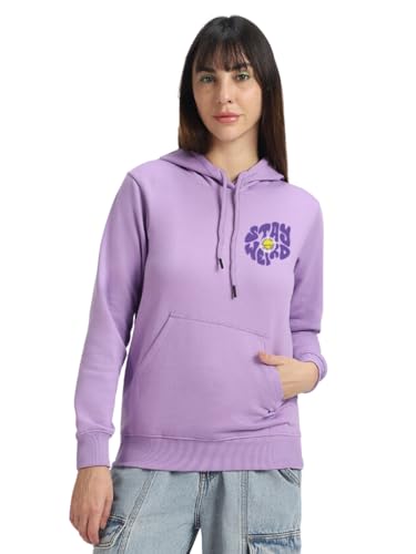 Image of JUNEBERRY Cotton Fleece Regular Fit Hooded Sweatshirt Lastest Back Graphic Printed Winter Hoodies for Women (Available in Colors: Black, SOYA Bean, Orange, Marshmellow, White & Lilac)