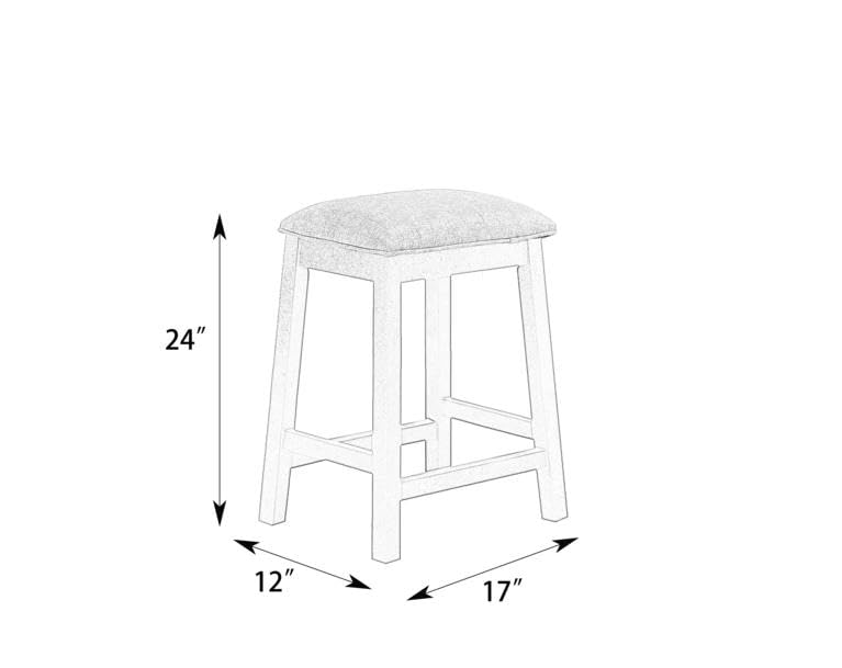 Set de 2 Butacos sin Respaldo de 24 pulgadas - Gris, Patas de Madera, Asiento de Tela miniatura 3