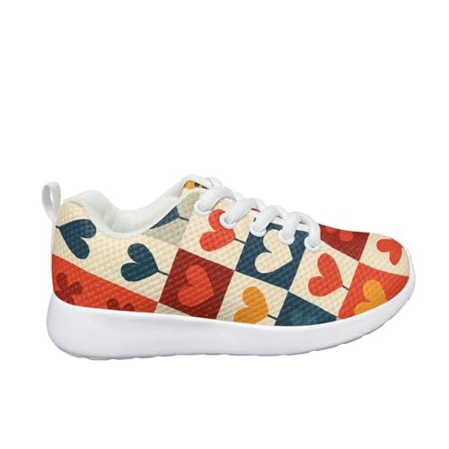 Heart Kids Sneakers Girls Lightweight Breathable Mesh Training Lace Up Shoes Athletic Walking Running Tennis Shoes for Little Kid Size11.5-13/ Big Kids Size1-32